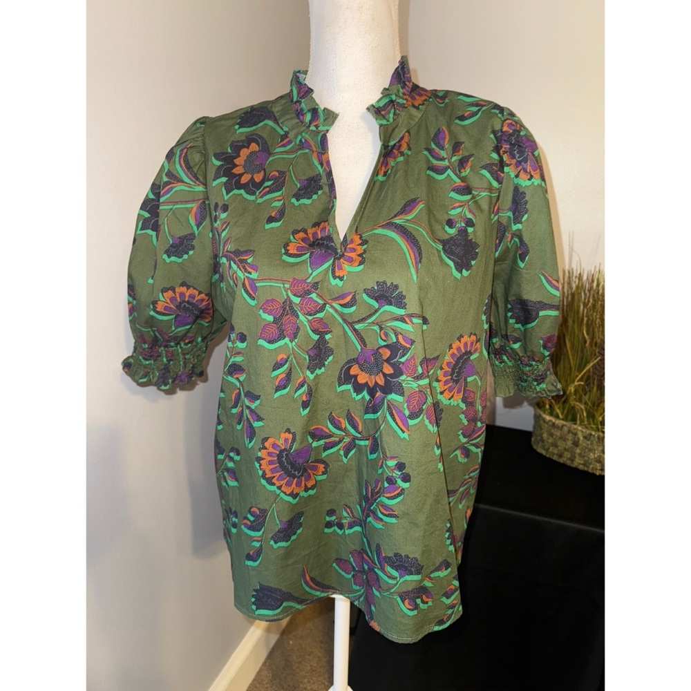 Sugarlips Vibrant Green Floral Top